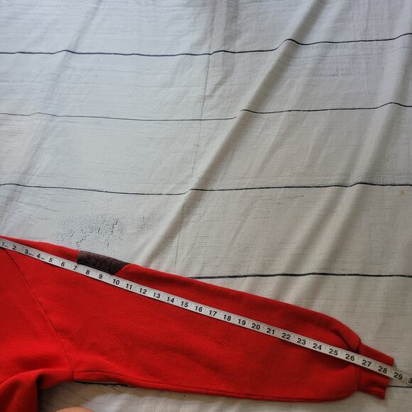 Jerzees Size L Vintage Duck Red Button Up Sweatshirt Black White Polka Dot - Picture 8 of 10